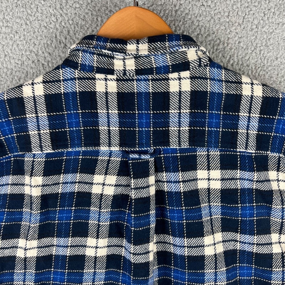 Orvis Shirt Mens Extra Large Heavyweight Flannel Blue Plaid Pockets Shacket - Picture 7 of 14